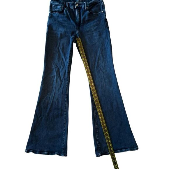 Good American Zip Fly High Rise Split Hem Flared Denim Jeans Blue Size 12/31 - Picture 8 of 8
